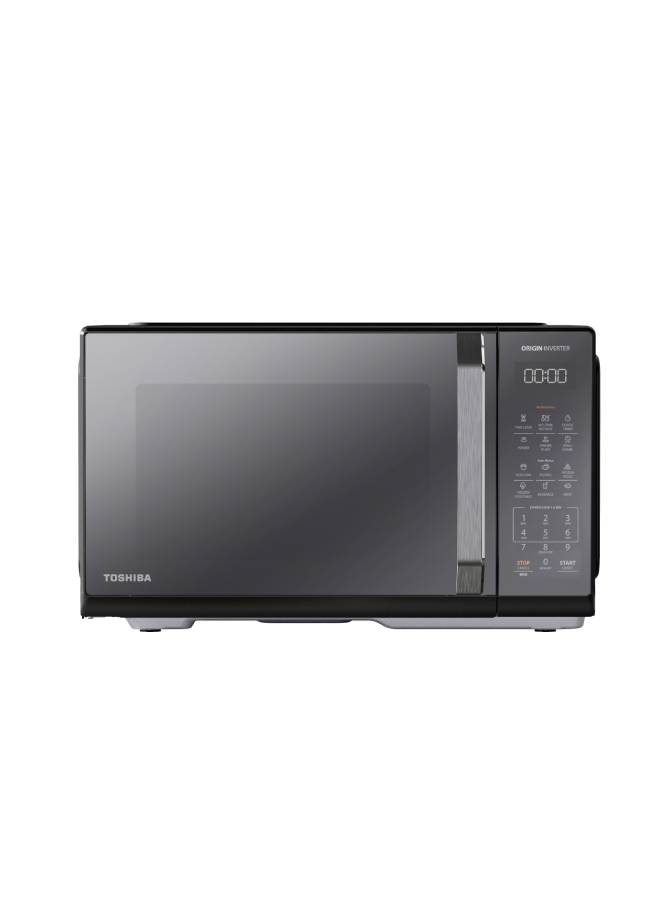 Toshiba Microwave Grill, Digital, Origin Inverter, ChefGrill, EasyMax Clean Cavity, Compact size Large With 1000W Grill - 25 L 1330 W MW3-EG25PEI(BK) Black Mirror Door - Image 1