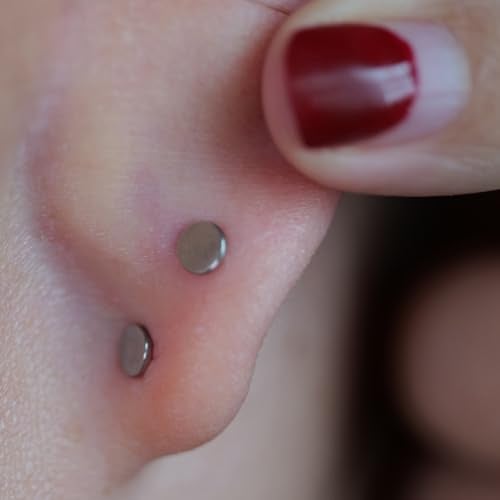 limerencia Pure Titanium F136 Hypoallergenic Piercing Jewelry,Flat Back Internally Threaded Stud Earring 18g for Cartilage/Tragus/Helix/Conch/Nose/Lip - Image 2