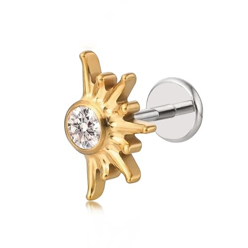limerencia Pure Titanium F136 Hypoallergenic Piercing Jewelry,Flat Back Internally Threaded Stud Earring 18g for Cartilage/Tragus/Helix/Conch/Nose/Lip - Image 1