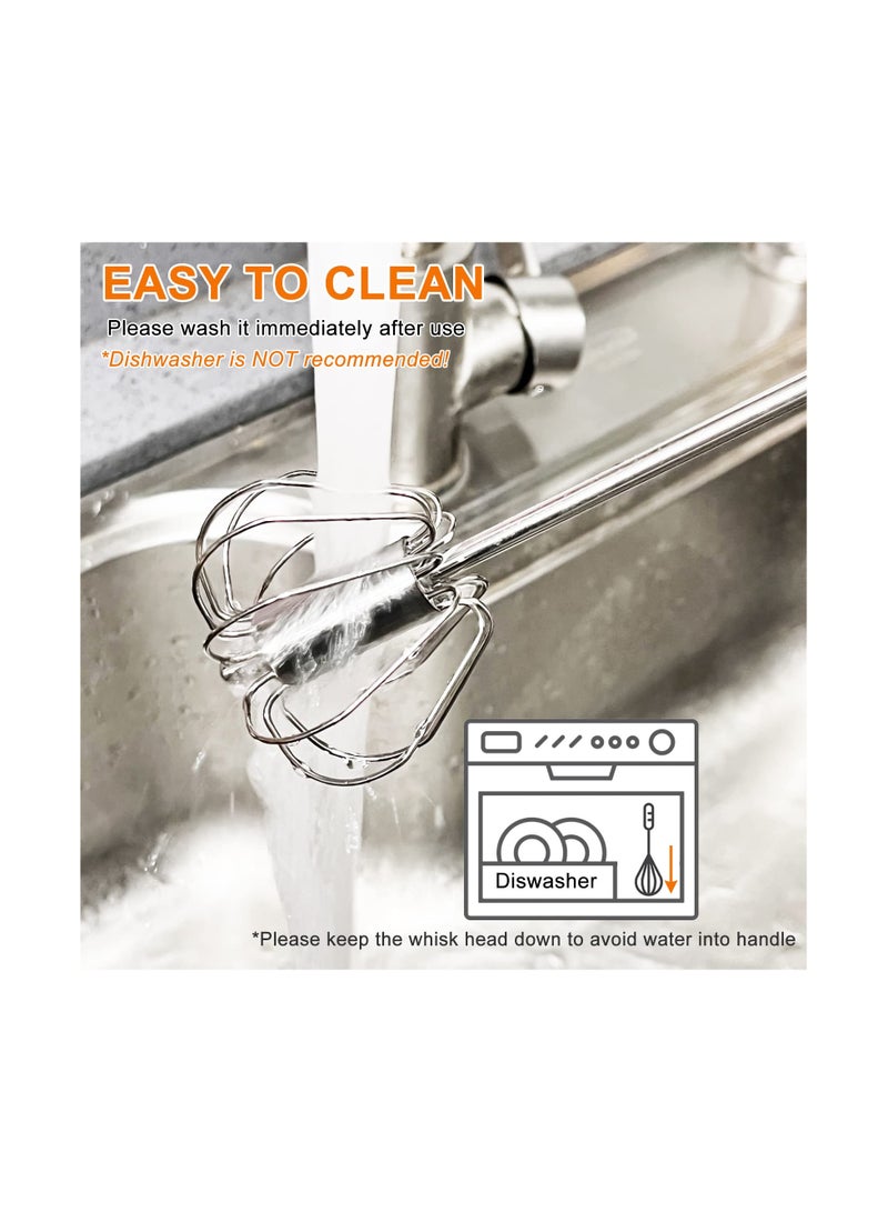 سيوسي 3 Pcs Hand Push Whisk Semi Automatic Egg Stainless Steel Home Blending Beating Stirring 14in 12in and 10in - Image 5