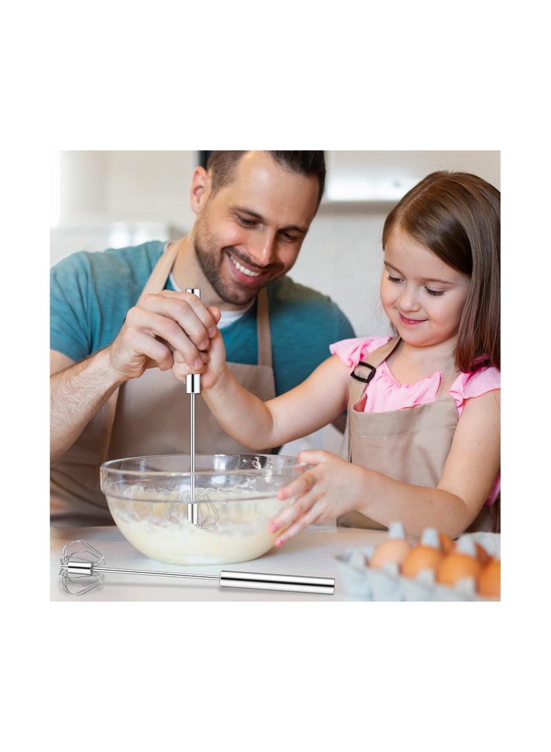 سيوسي 3 Pcs Hand Push Whisk Semi Automatic Egg Stainless Steel Home Blending Beating Stirring 14in 12in and 10in - Image 4