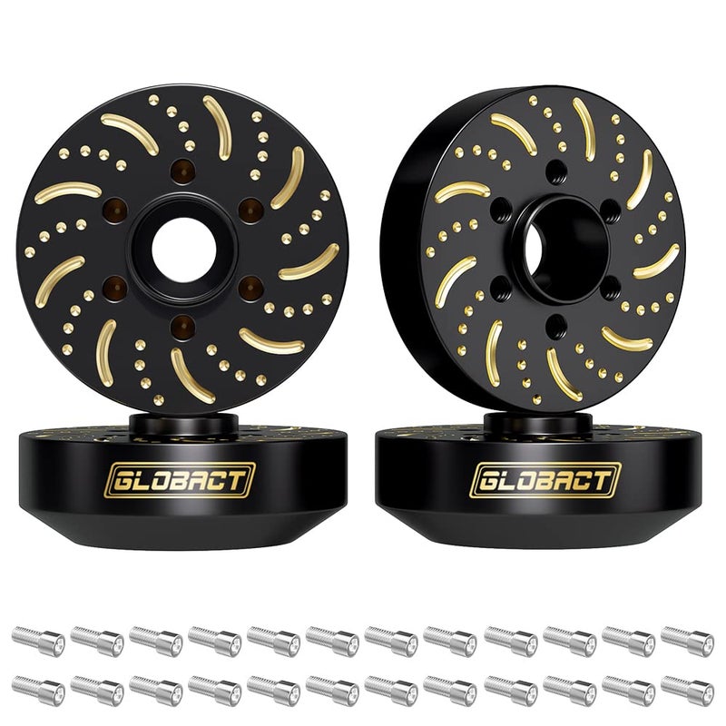 GLOBACT Black Brass Extended Wheel Weights Hubs 340g Counterweight Set 12mm Extended Hex hub for 110 Trx4 Trx6 Axial SCX10 II III Redcat GEN7 GEN8 19inch 22inch Wheel Rims Upgrade Parts 4Pcs - Image 3