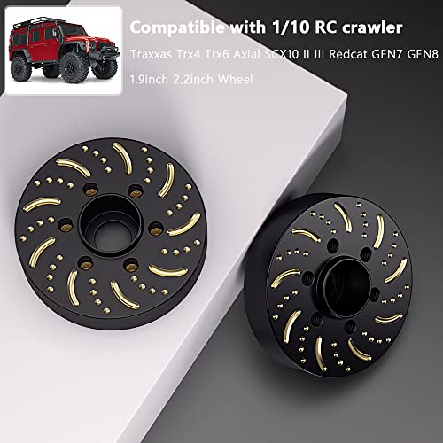 GLOBACT Black Brass Extended Wheel Weights Hubs 340g Counterweight Set 12mm Extended Hex hub for 110 Trx4 Trx6 Axial SCX10 II III Redcat GEN7 GEN8 19inch 22inch Wheel Rims Upgrade Parts 4Pcs - Image 5