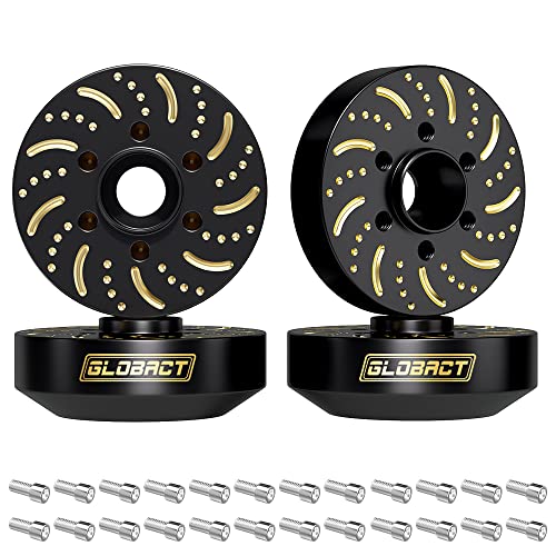 GLOBACT Black Brass Extended Wheel Weights Hubs 340g Counterweight Set 12mm Extended Hex hub for 110 Trx4 Trx6 Axial SCX10 II III Redcat GEN7 GEN8 19inch 22inch Wheel Rims Upgrade Parts 4Pcs - Image 1