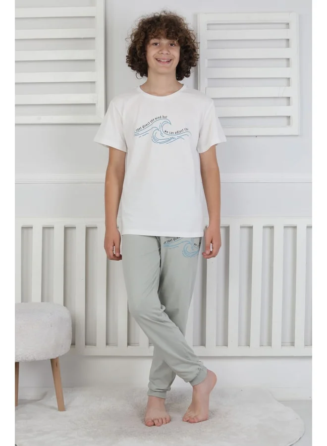 zuzunga Printed Boys' Pajama Set - White