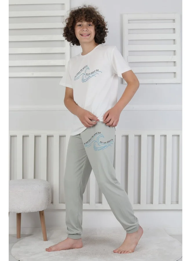 zuzunga Printed Boys' Pajama Set - White