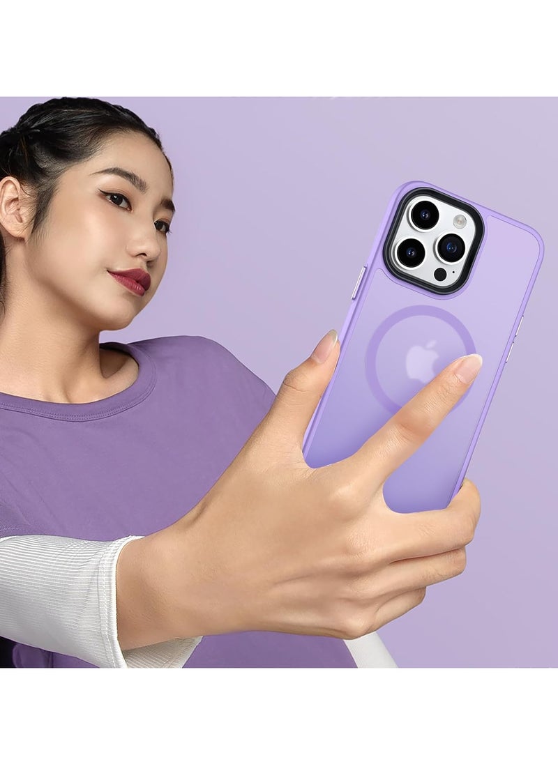 ماركة غير محددة حالة مغناطيسية لـ iPhone 12 Pro Max Case متوافقة مع حماية Magsafe العسكرية للصف العسكري الشفاف غير اللامع في حالة هاتف مضاد للصدمات (Light Purple)  - Image 2