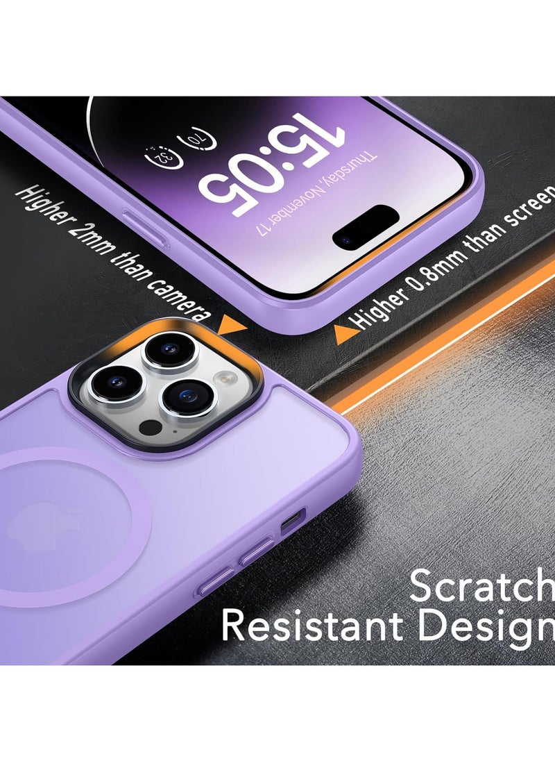 ماركة غير محددة حالة مغناطيسية لـ iPhone 12 Pro Max Case متوافقة مع حماية Magsafe العسكرية للصف العسكري الشفاف غير اللامع في حالة هاتف مضاد للصدمات (Light Purple)  - Image 3