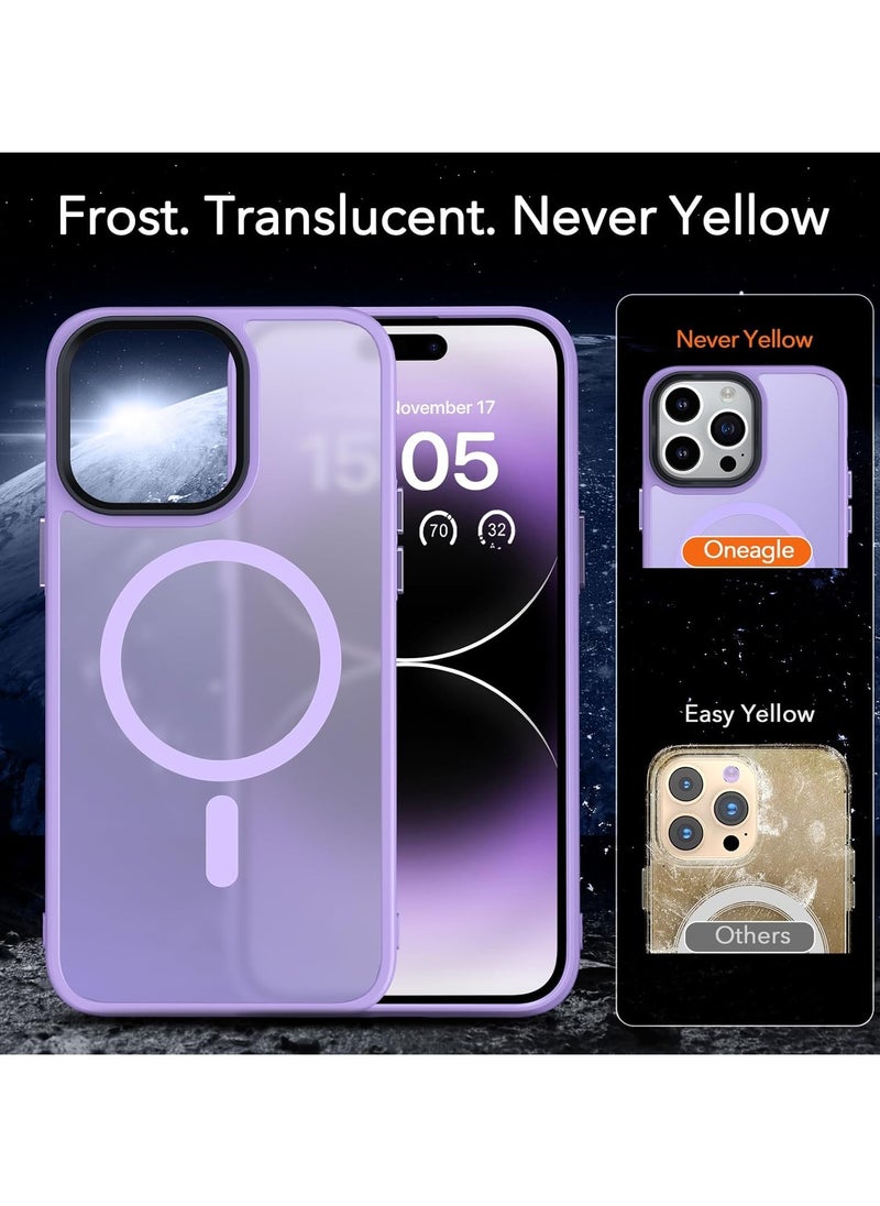 ماركة غير محددة حالة مغناطيسية لـ iPhone 12 Pro Max Case متوافقة مع حماية Magsafe العسكرية للصف العسكري الشفاف غير اللامع في حالة هاتف مضاد للصدمات (Light Purple)  - Image 4