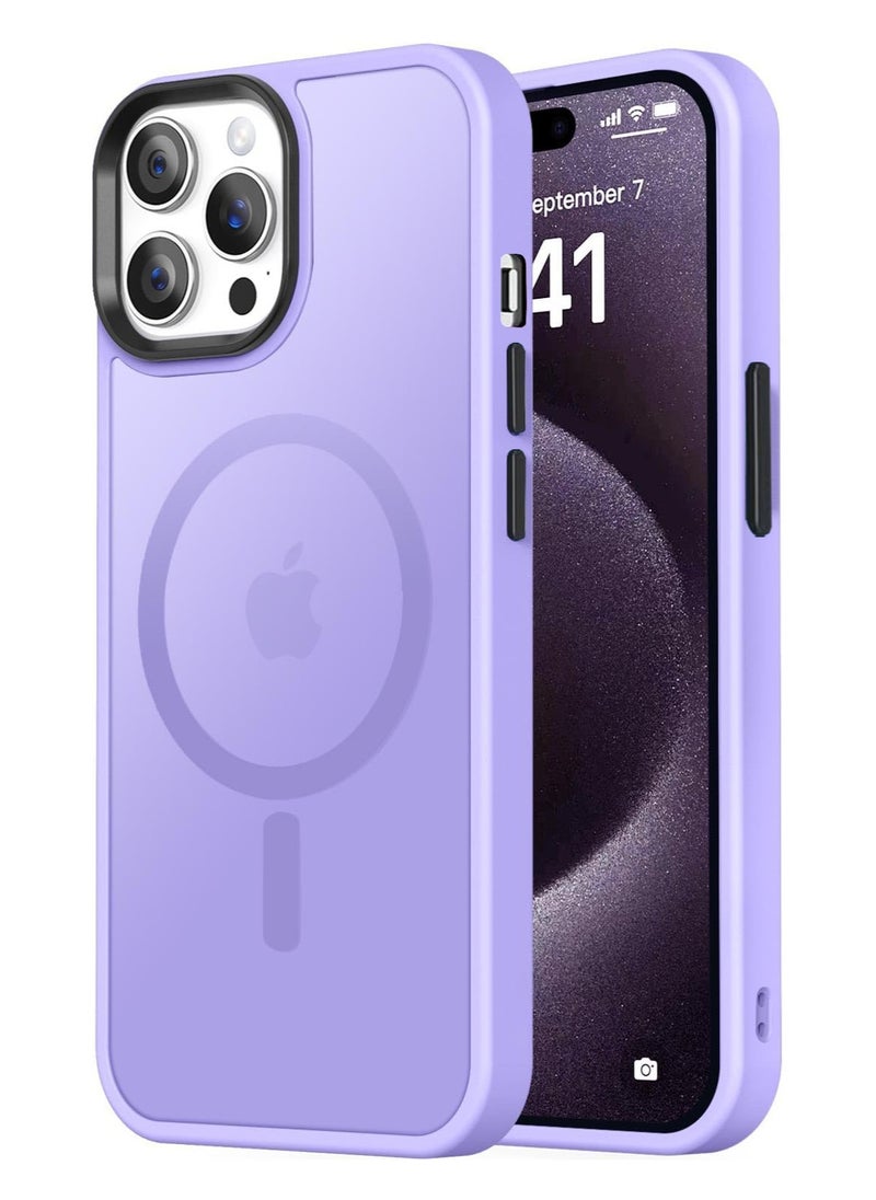 ماركة غير محددة حالة مغناطيسية لـ iPhone 12 Pro Max Case متوافقة مع حماية Magsafe العسكرية للصف العسكري الشفاف غير اللامع في حالة هاتف مضاد للصدمات (Light Purple)  - Image 1