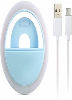 Portable Selfie Ring Light for Phone Rechargeable LED Light 3 Brightness Modes Perfect Ring Light - Blue