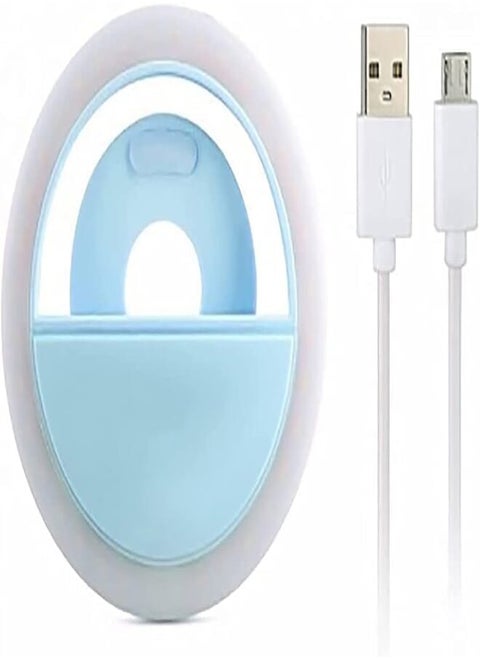 Portable Selfie Ring Light for Phone Rechargeable LED Light 3 Brightness Modes Perfect Ring Light - Blue