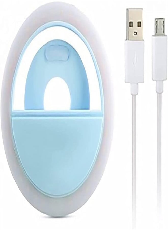 Generic - Portable Selfie Ring Light for Phone Rechargeable LED Light 3 Brightness Modes Perfect Ring Light - Blue - Image 1