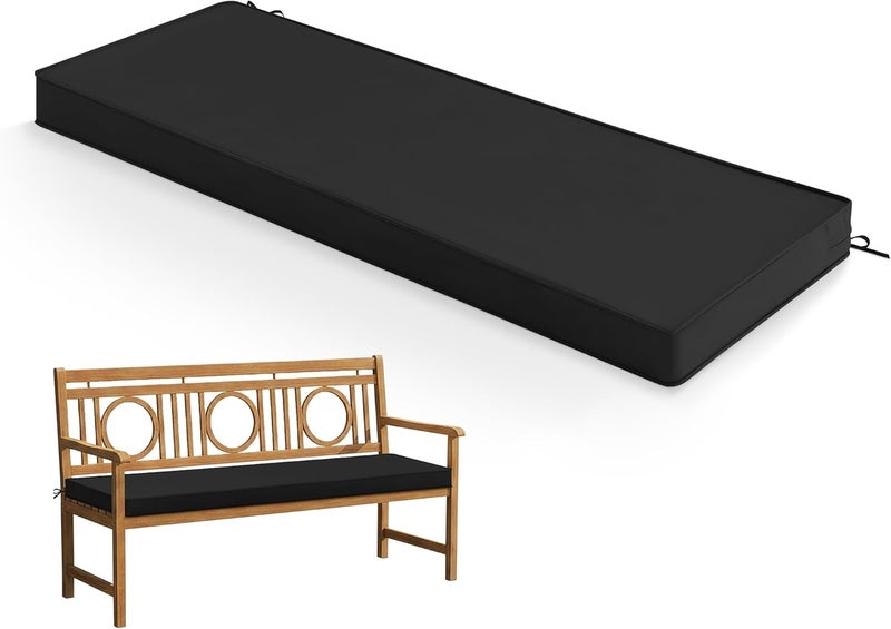 Summsun Outdoor Bench Cushion - Waterproof and Fade Resistant, 48 x 18 x 3 Inch, Black - Image 1