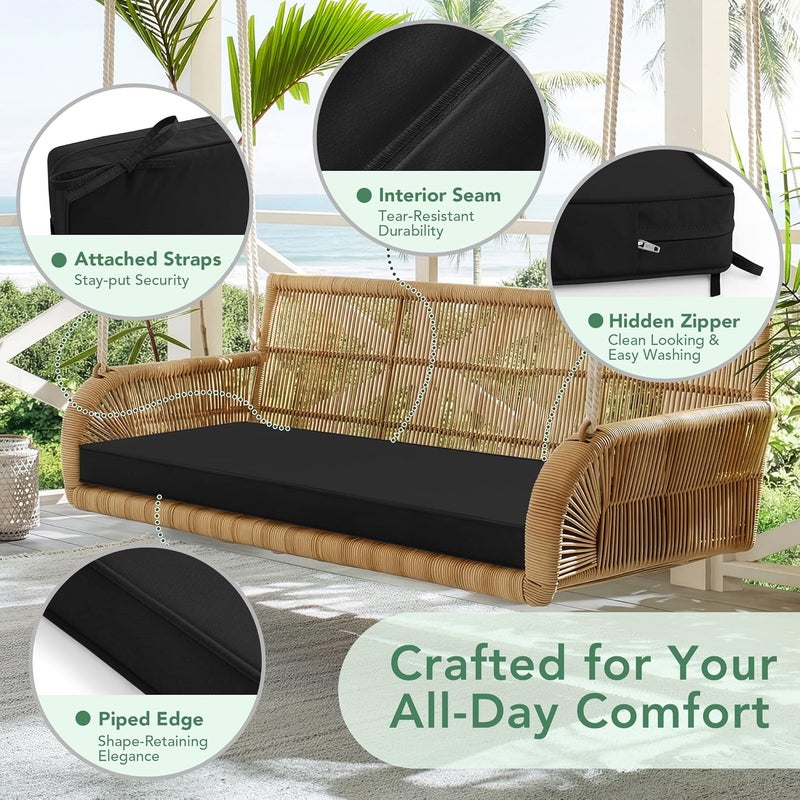 Summsun Outdoor Bench Cushion - Waterproof and Fade Resistant, 48 x 18 x 3 Inch, Black - Image 4