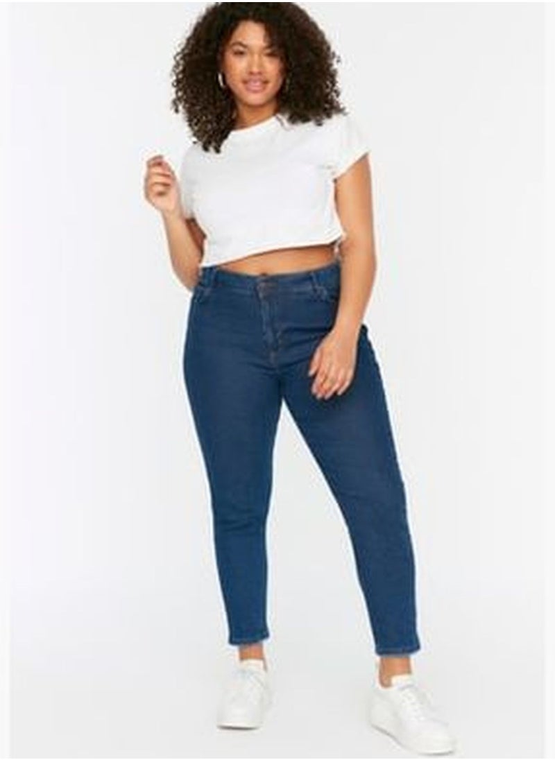 trendyol Dark Blue High Waist Flexible Skinny Jeans TBBSS22JE0189  - Image 1