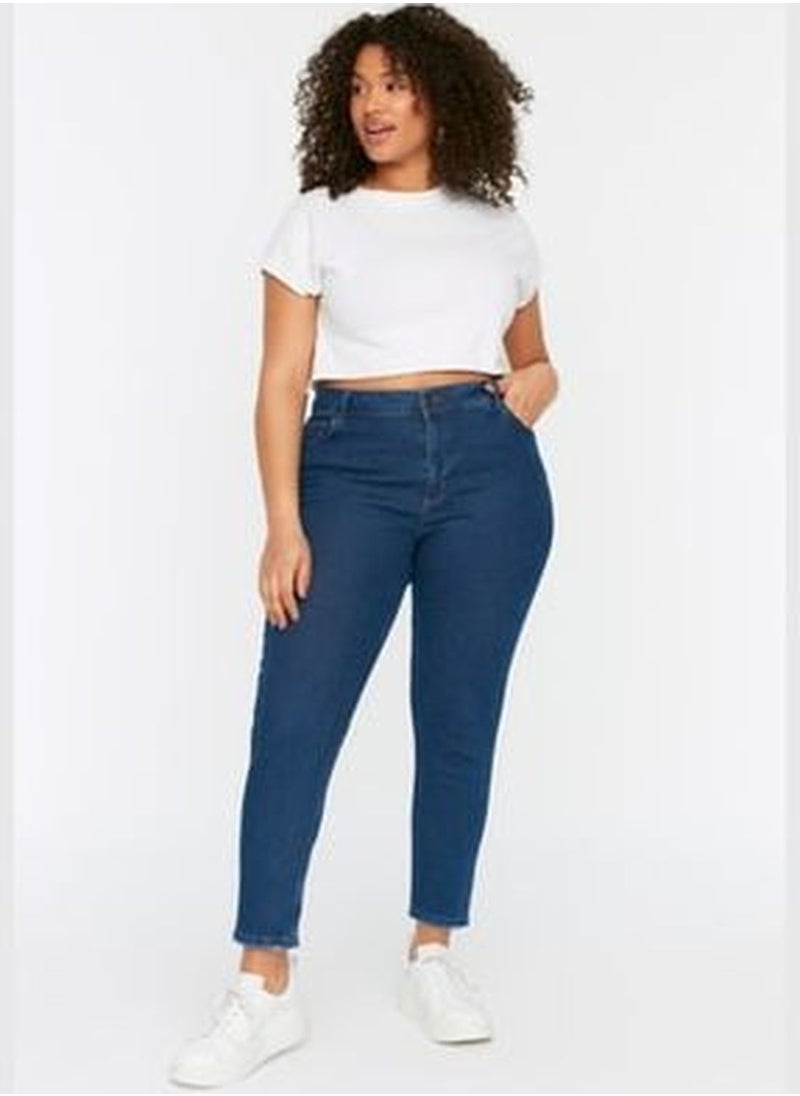 trendyol Dark Blue High Waist Flexible Skinny Jeans TBBSS22JE0189  - Image 3