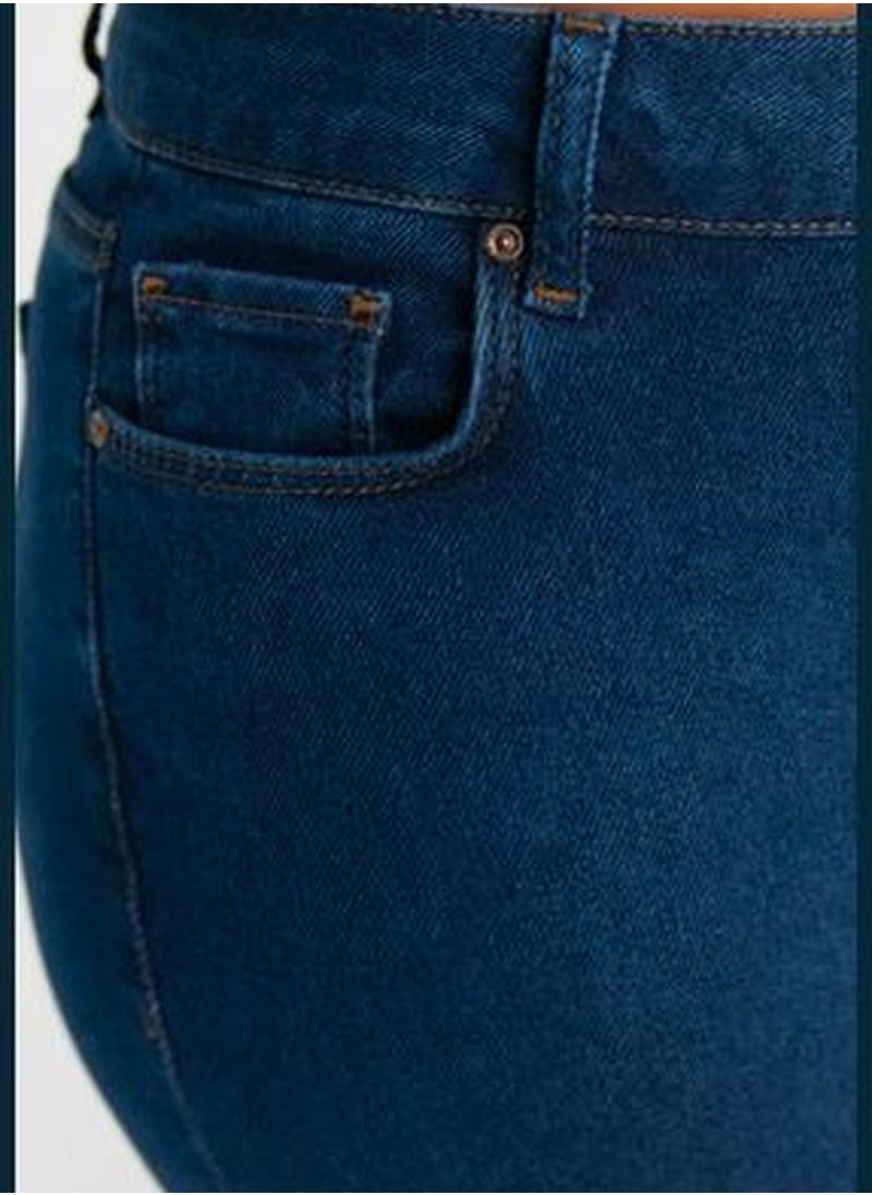 trendyol Dark Blue High Waist Flexible Skinny Jeans TBBSS22JE0189  - Image 4