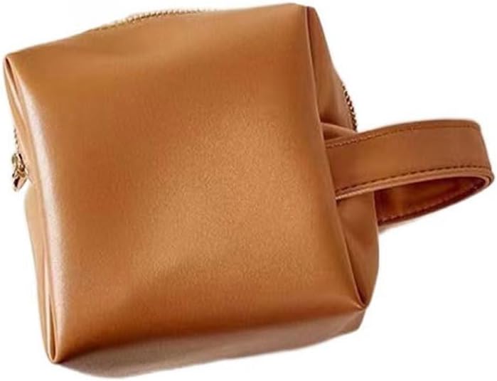 Square waterproof leather portable makeup bag portable small multifunctional mini storage bag with high appearance value(E) - Image 1