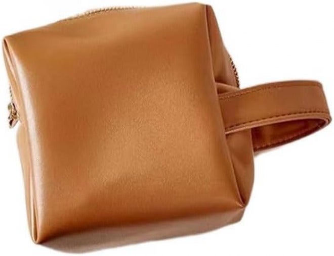 Square waterproof leather portable makeup bag portable small multifunctional mini storage bag with high appearance value(E) - Image 2