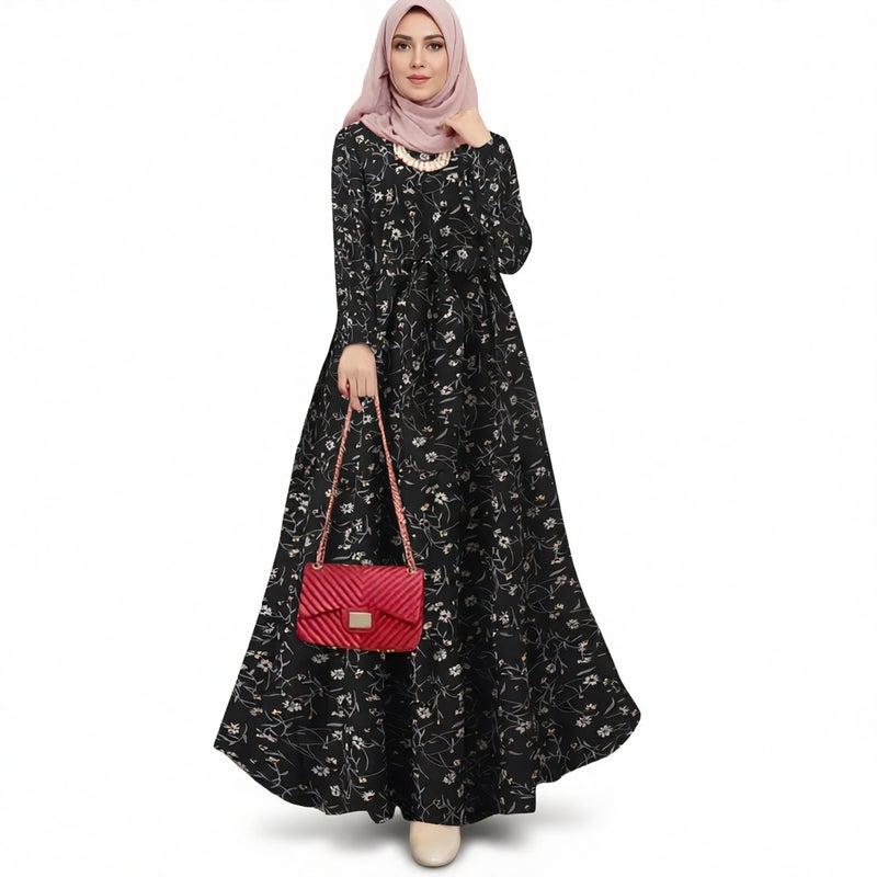 Printed Long Sleeve Loose Fit Maxi Dress - Image 2