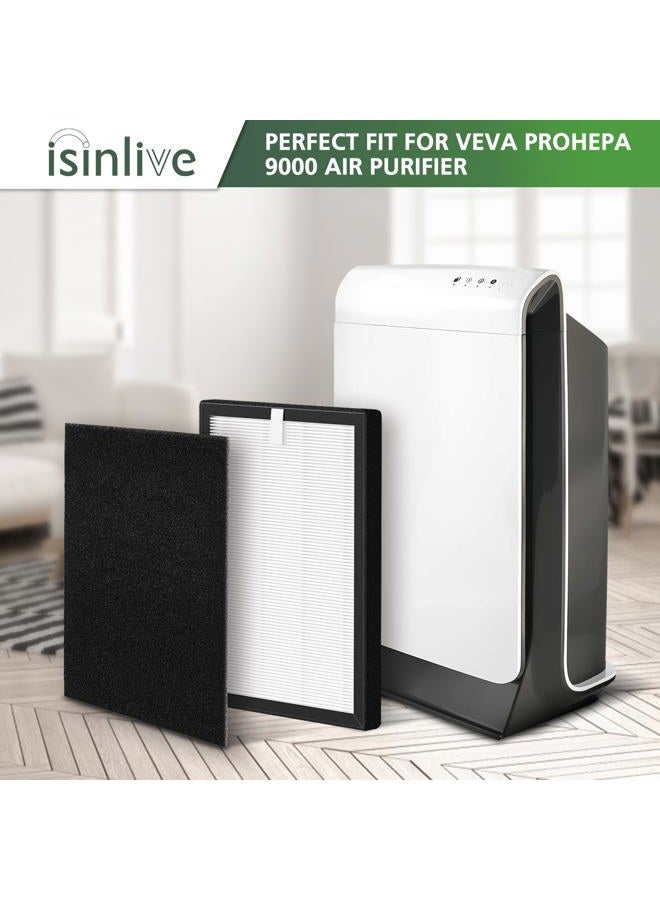 isinlive ProHEPA 9000 Replacement Filters, Compatible with VEVA ProHEPA 9000 Air Pur ifiers, Including 4 Pack H13 Premium True HEPA Filters + 8 Activated Carbon Pre-Filters - Image 3