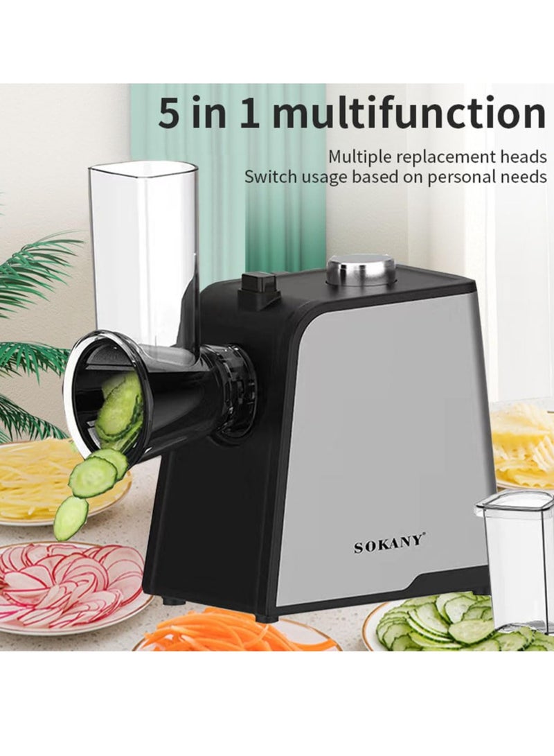 sokany 1000W 5in1 Professional Electric Slicer/Shredder, One-Touch Control Electric Cheese Grater with 5 Free Attachments, Cheese Grater Electric for Fruits and Vegetables, SK-06018(Black) - Image 5