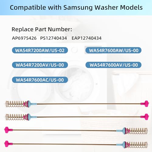 APPLIANCEMATES WA54R7200AW/US WA54R7600AC/US WA54R7200AV/US Suspension Rods for Samsung Washer WA54R7600AW/US WA54R7600AV/US, DC97-16350V 27.6in Assembly Damper 4pack - Image 5