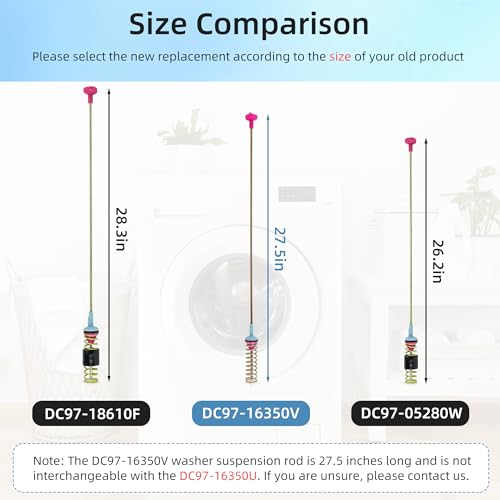 APPLIANCEMATES WA54R7200AW/US WA54R7600AC/US WA54R7200AV/US Suspension Rods for Samsung Washer WA54R7600AW/US WA54R7600AV/US, DC97-16350V 27.6in Assembly Damper 4pack - Image 3