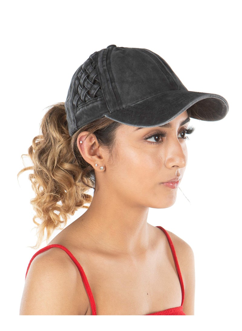 Excefore قبعة بيسبول متقاطعة، قبعة متقاطعة قابلة للتعديل، قبعة ذيل حصان للنساء ذات الكعكة العالية - Image 4