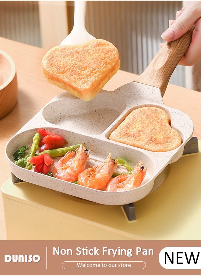 DUNISO - Egg Steak Frying Pan, 3 in 1 Nonstick Pancake Omelette Pan for Gas and Induction Stove,Ergonomic Handle Stain Resistant,Cookware Omelette Pan for Healthy Breakfast Cooking - Image 1