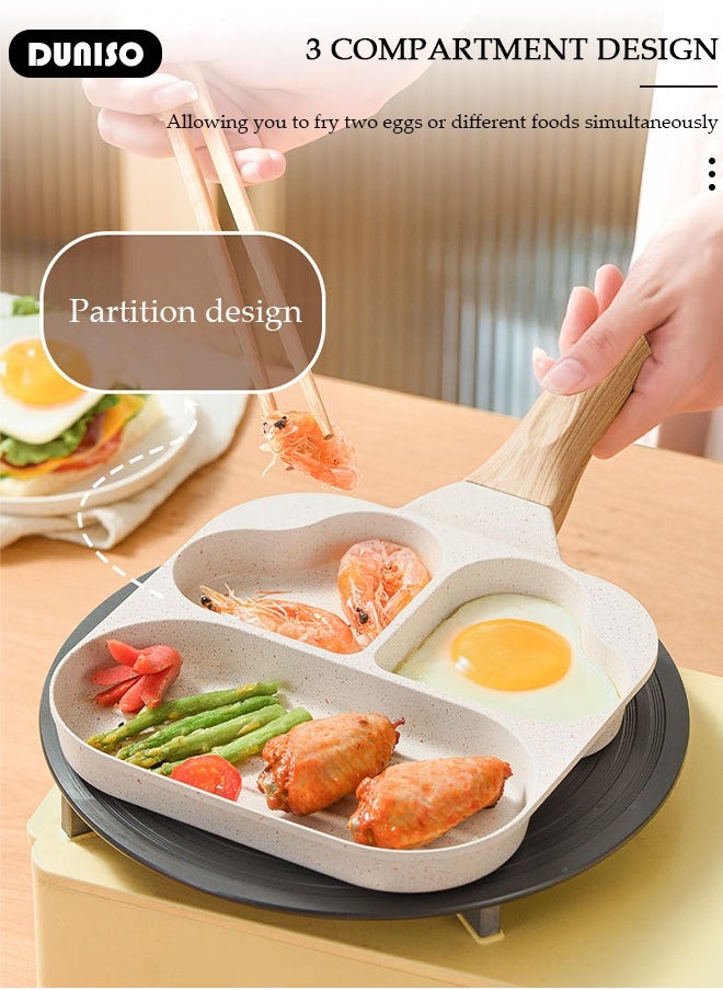 DUNISO - Egg Steak Frying Pan, 3 in 1 Nonstick Pancake Omelette Pan for Gas and Induction Stove,Ergonomic Handle Stain Resistant,Cookware Omelette Pan for Healthy Breakfast Cooking - Image 1