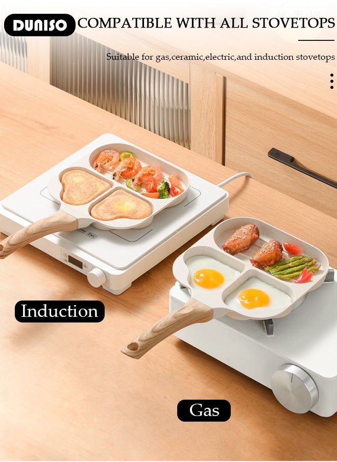 DUNISO - Egg Steak Frying Pan, 3 in 1 Nonstick Pancake Omelette Pan for Gas and Induction Stove,Ergonomic Handle Stain Resistant,Cookware Omelette Pan for Healthy Breakfast Cooking - Image 1