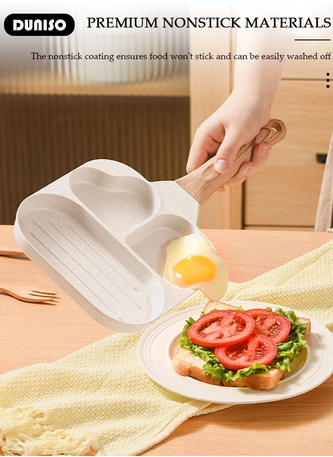 DUNISO - Egg Steak Frying Pan, 3 in 1 Nonstick Pancake Omelette Pan for Gas and Induction Stove,Ergonomic Handle Stain Resistant,Cookware Omelette Pan for Healthy Breakfast Cooking - Image 1
