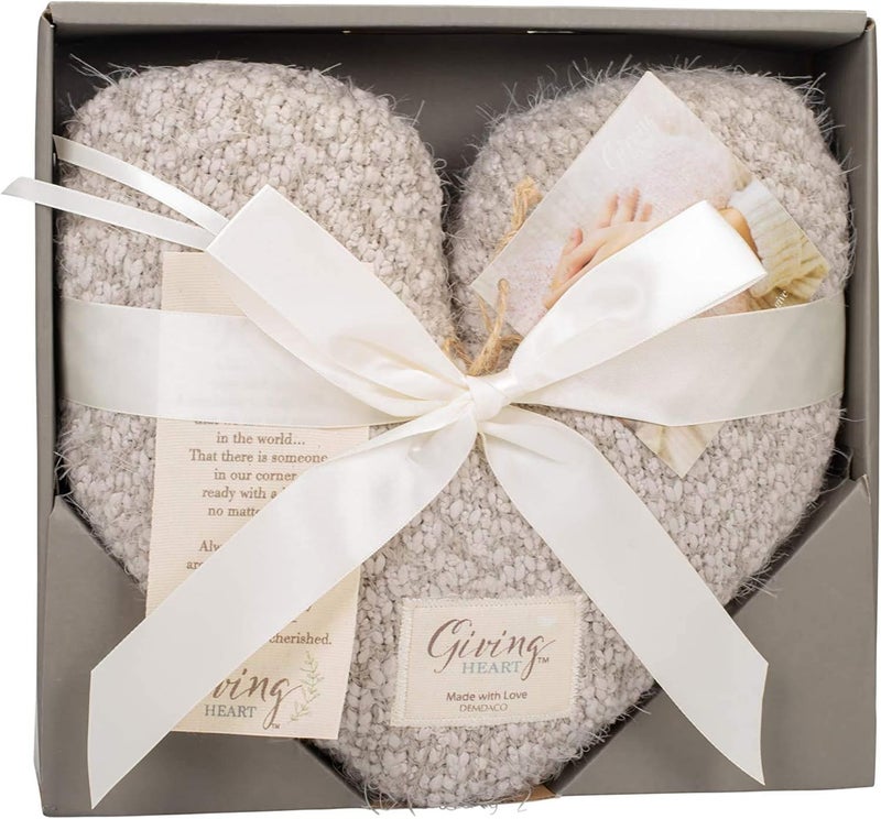 DEMDACO Taupe Grey Soft Heart Shaped 10 x 11 inch Plush Polyester Decorative Throw Giving Pillow, for Memorable Moments and Sending Get Well Wishes - Image 4