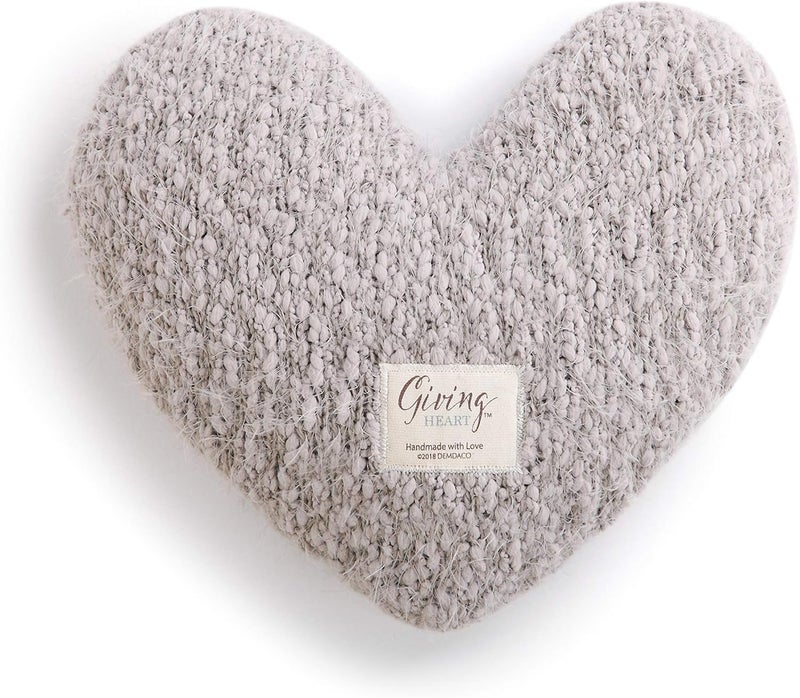 DEMDACO Taupe Grey Soft Heart Shaped 10 x 11 inch Plush Polyester Decorative Throw Giving Pillow, for Memorable Moments and Sending Get Well Wishes - Image 1