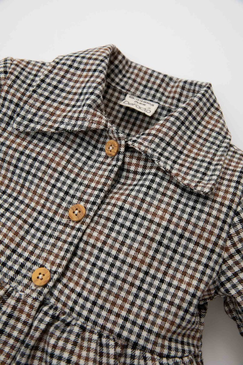 ديفاكتو فستان بيبي بناتي فلانيل قصة عادية كم طويل - Image 5