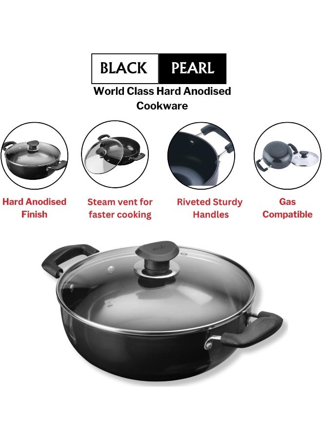 Vinod Hard Anodized Deep Kadai with SS Glass Lid- 34 cm, 9.5 Ltr Non - Induction - Image 4