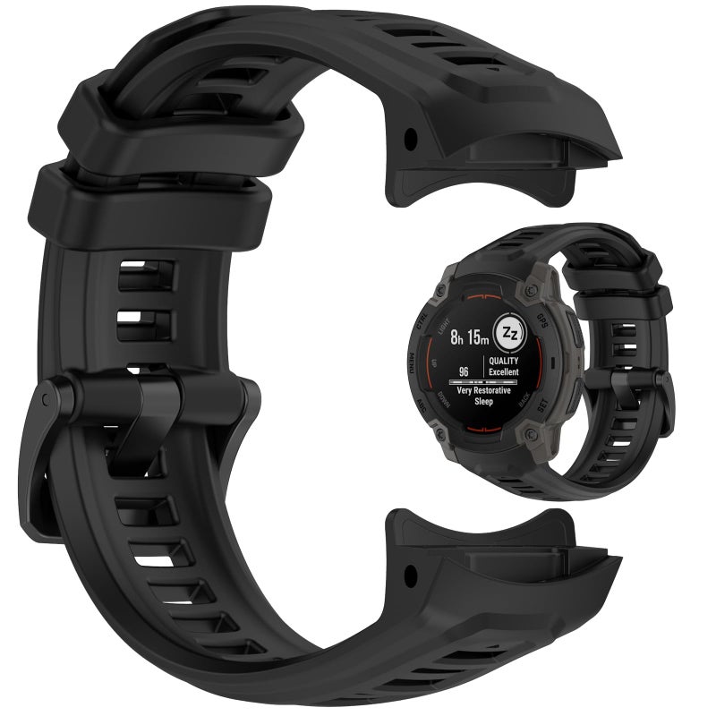 Disscool Adjustable Silicone Replacement Wristband Compatible with Garmin Instinct E (45mm) – Quick Release Sport Strap (Black) - Image 1