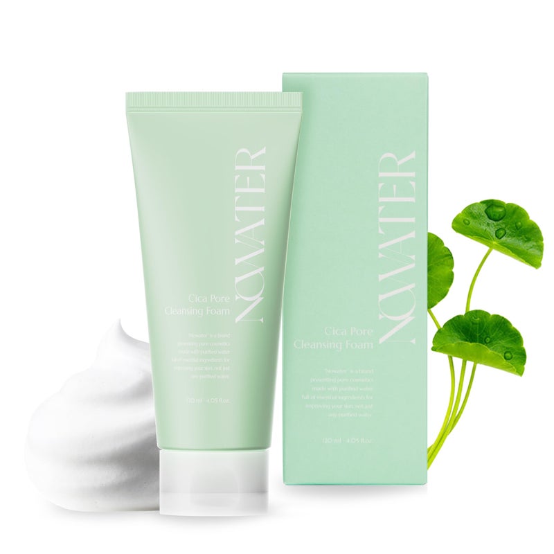 NOWATER Cica Pore Cleansing Foam Pore Cleansing and Sebum Control Cica Hyaluronic Acid Aloe Daily Face Wash Korean Skin Care for face 405 floz