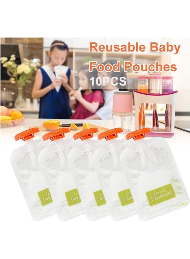 كِينْسُون أكياس الضغط ، أكياس ضغط أغذية الأطفال الحديثة البسيطة أكياس الزبادي القابلة لإعادة الاستخدام للأطفال ، الفريزر القابل للغسل ، صنع طعام عضوي محلي الصنع للرضع / الأطفال الصغار (10 قطع) - Image 5