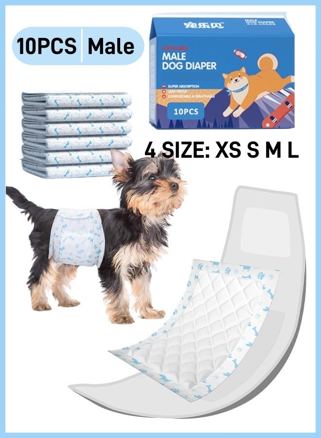 Generic Disposable Dog Diapers Male Super Absorbent Male Dog Wraps 10 Count Disposable Wrap with Secure Fit, Leakproof and Comfortable Doggie Diapers for Male Dogs Incontinence Excitable Urination  - Image 1