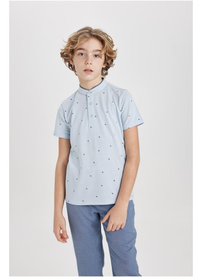 DeFacto - Boy Regular Fit Gadart Neck Knitted Short Sleeve Polo T-Shirt - Image 1
