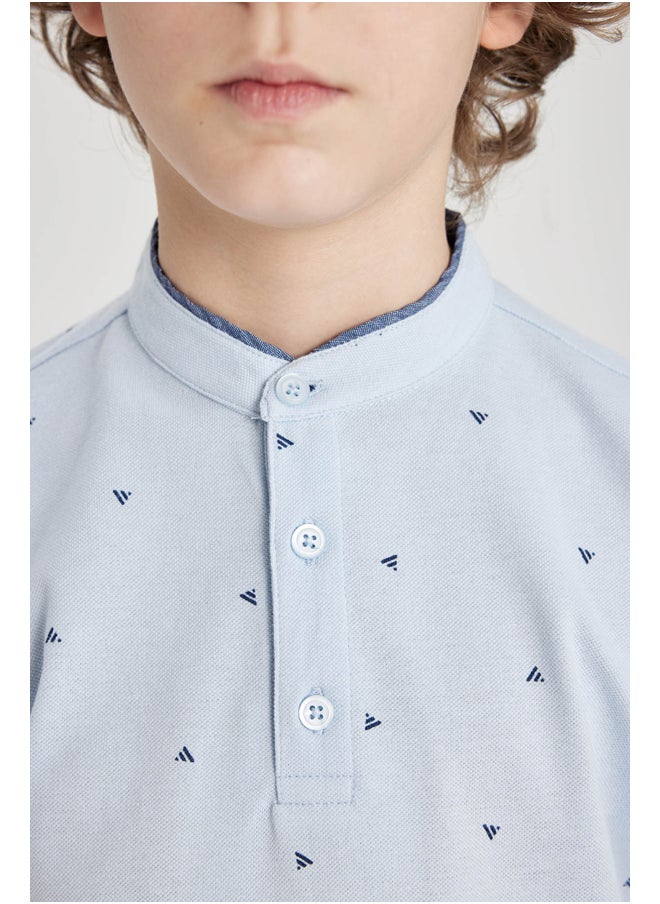 DeFacto - Boy Regular Fit Gadart Neck Knitted Short Sleeve Polo T-Shirt - Image 1