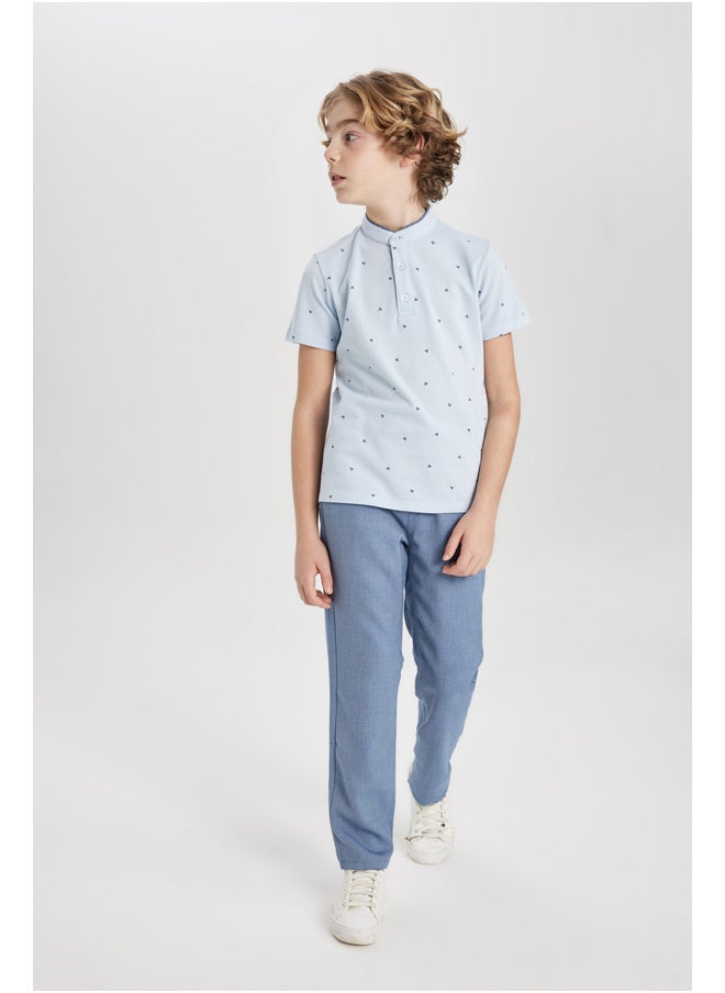 DeFacto - Boy Regular Fit Gadart Neck Knitted Short Sleeve Polo T-Shirt - Image 1