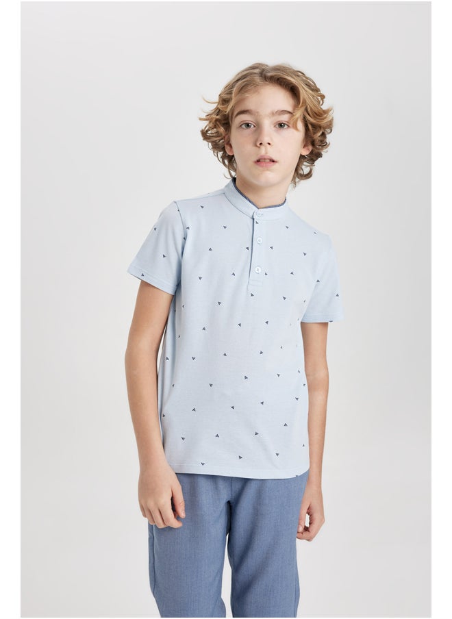DeFacto - Boy Regular Fit Gadart Neck Knitted Short Sleeve Polo T-Shirt - Image 1