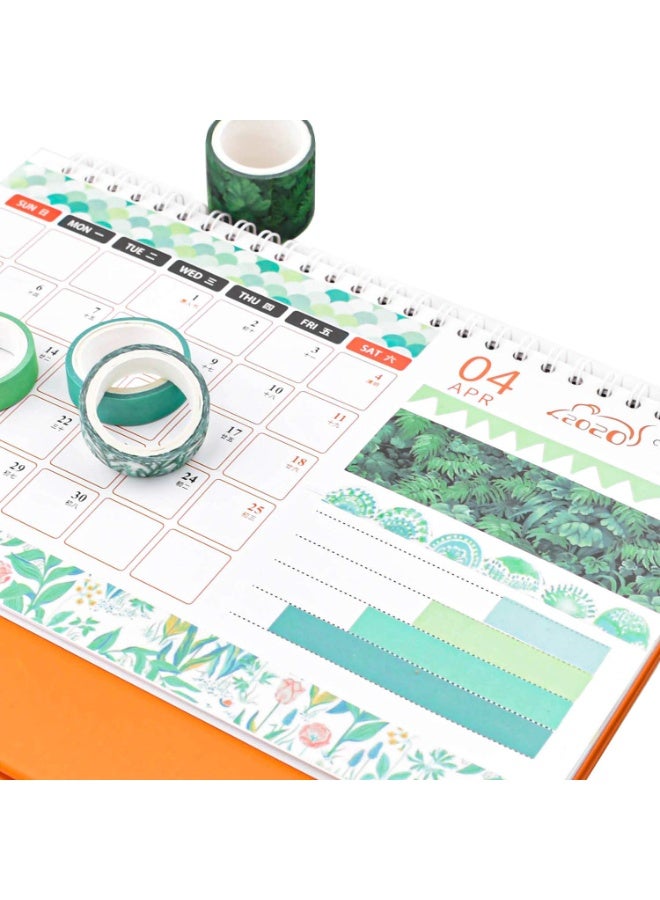 Peachjoy مجموعة شريط وشي ملون 12 لفة، شريط ماسك مزخرف بأوراق وأشجار زهرية، شريط طلاء ملون للحرف اليدوية، الأطفال، الألبومات، الأعمال اليدوية، تغليف الهدايا - Image 2