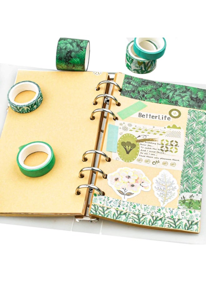 Peachjoy مجموعة شريط وشي ملون 12 لفة، شريط ماسك مزخرف بأوراق وأشجار زهرية، شريط طلاء ملون للحرف اليدوية، الأطفال، الألبومات، الأعمال اليدوية، تغليف الهدايا - Image 3