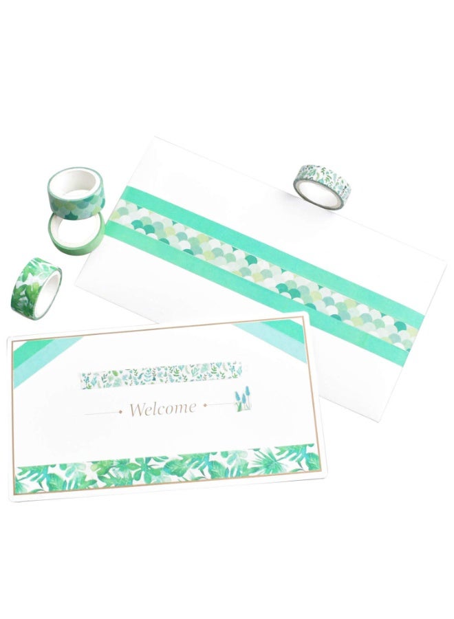 Peachjoy مجموعة شريط وشي ملون 12 لفة، شريط ماسك مزخرف بأوراق وأشجار زهرية، شريط طلاء ملون للحرف اليدوية، الأطفال، الألبومات، الأعمال اليدوية، تغليف الهدايا - Image 5