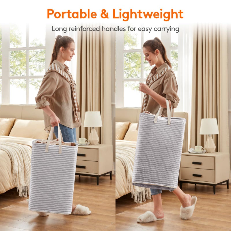 Lifewit 1 Pack Laundry Hamper Large Collapsible Laundry Baskets, Freestanding Waterproof Clothes Hamper with Easy Carry Handles in Laundry Room Bedroom Bathroom College Dorm, Grey, 65L - Image 4